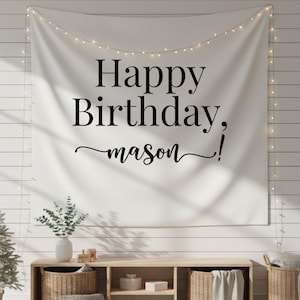 Custom Birthday Tapestry Banner: Personalized Fabric Party Decor