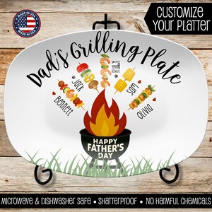Grilling Plate, Custom Grill Platter, Gift for Grandpa, Father&#39;s Day Gift from Kids, Personalized Grill Plate,1st Fathers Day, BBQ Platter