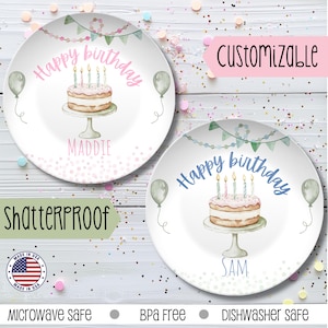 Custom Kids Birthday Plate with Name, Birthday Cake Plate Design, Personalized First Birthday Plate, Toddler Keepsake Plate,Smash Cake Plate