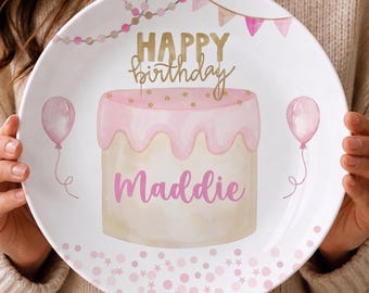 Custom Kids Birthday Plate Personalized Name Plate, First Birthday Plate Boy Girl, Birthday Keepsake Plate, Cake Design Plate, Gift for Kids