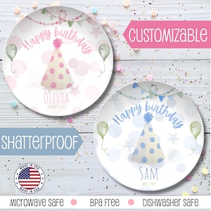 Custom Birthday Plate with Name, Personalized Tableware, Happy Birthday Keepsake, First Birthday Gift, Smash Cake Plate, Reusable Party Dish
