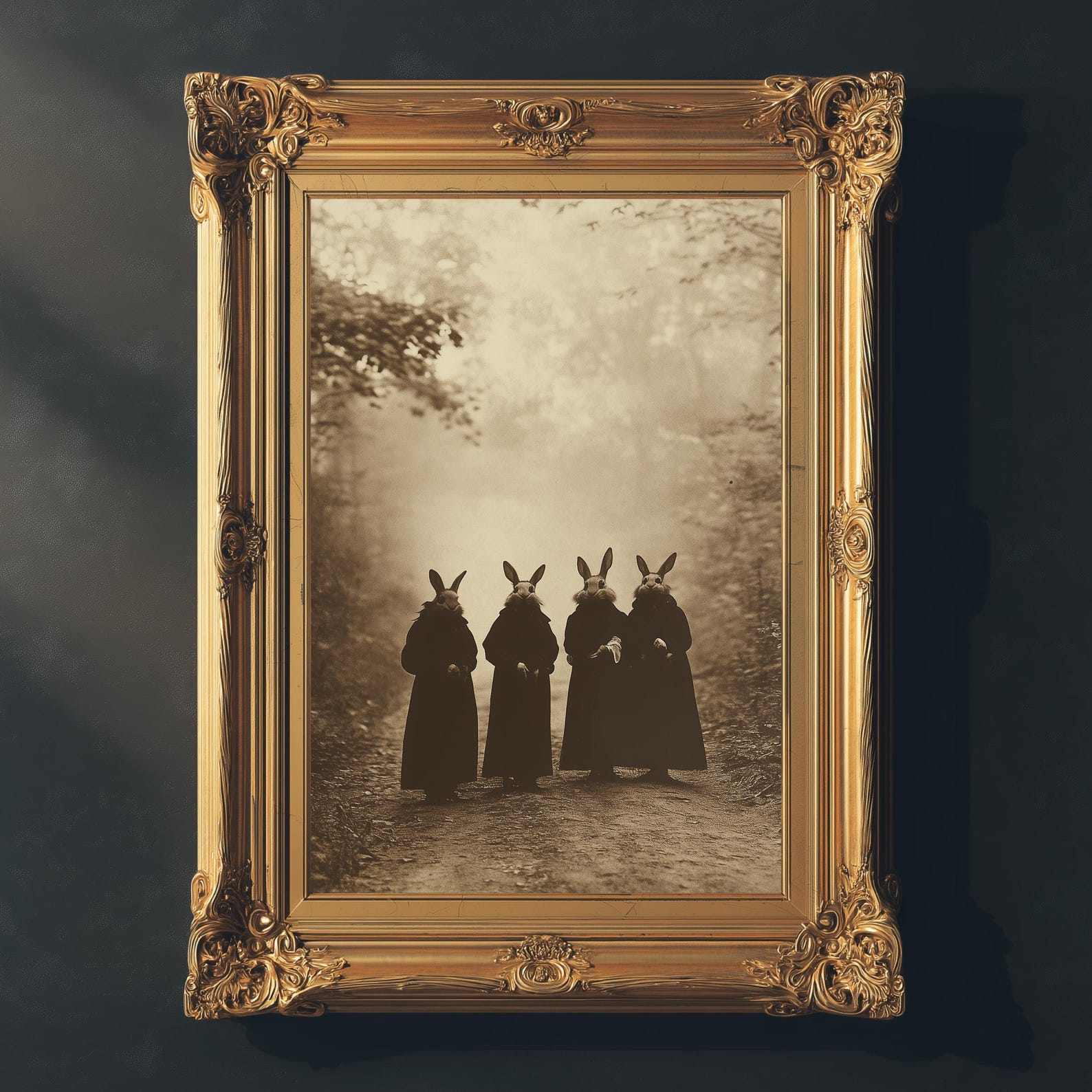 Vintage Creepy Bunny Wall Art, Spooky Gothic Halloween Print, Cottage ...
