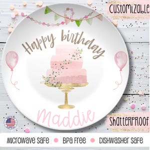 Custom Name Plate, Birthday Plate for Girl, Happy Birthday Cake Plate, First Birthday Gift, Smash Cake Plate,Personalized Kids Dessert Plate