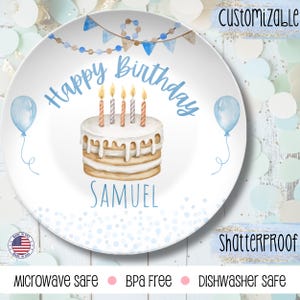 Personalized Boy&#39;s Birthday Plate: Watercolor Cake Smash Plate