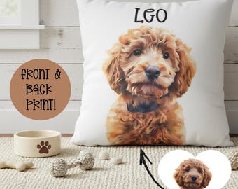 Custom Pet Pillow: Personalized Watercolor Dog Portrait, Memorial Gift