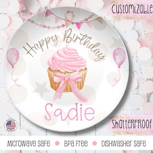 Custom Birthday Cake Plate, Personalized Tableware for Child, First Birthday Gift, Smash Cake Plate, Kids Dessert Plate, Shatterproof Dish