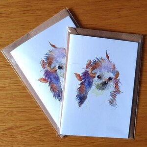Aquarel A5-wenskaart - egel met envelop. Handgemaakt herfstcadeau voor natuurliefhebbers