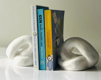 White Knot Bookends  | Bookshelf Wealth, Modern Japandi Minimalist decor, Functional Art