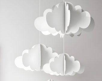 Minimalist Paper Cloud Wall Hanging | 3D Ceiling Installation | Neutral Modern Home Decor | Floating Cloud Sculpture