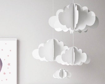 Nursery Decor |  nursery 3D Clouds | nursery mobile | neutral nursery mobile bebe | hanging cloud | letterbox baby gift | sustainable decor