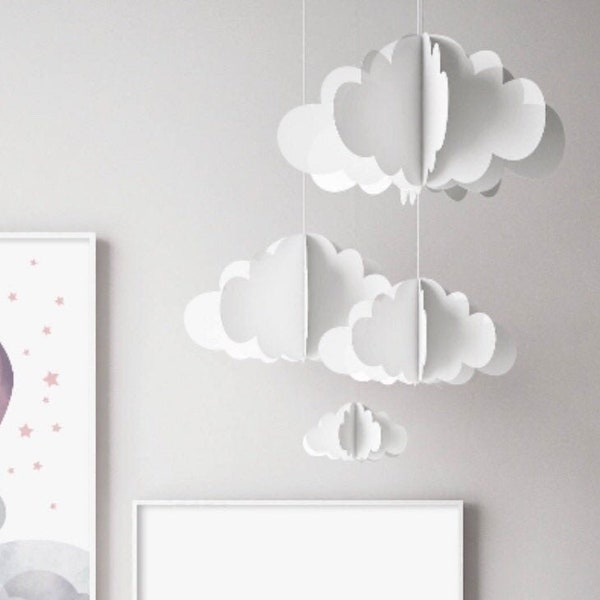 White Nursery Cloud Mobile, baby and kids decor