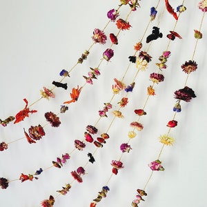 Ghirlanda di fiori secchi e boccioli di rosa / Fiori da matrimonio / Idea regalo fatta a mano / Decorazione murale folk