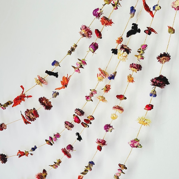 Dried Flower Garland | Real Preserved Flower Garland | Cottagecore Decor | Botanical Wall Hanging | Wedding Decor