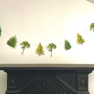 Green Christmas Trees Garland, Christmas Hearth Decor, Window Decor