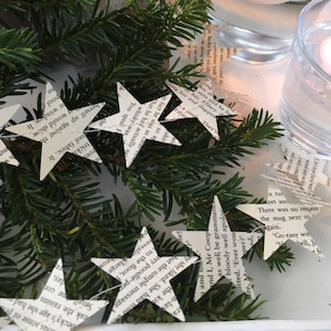 BOOK PAGE Garland, SUSTAINABLE Star Garland Book Nook Decor, Bookish Gift image 8