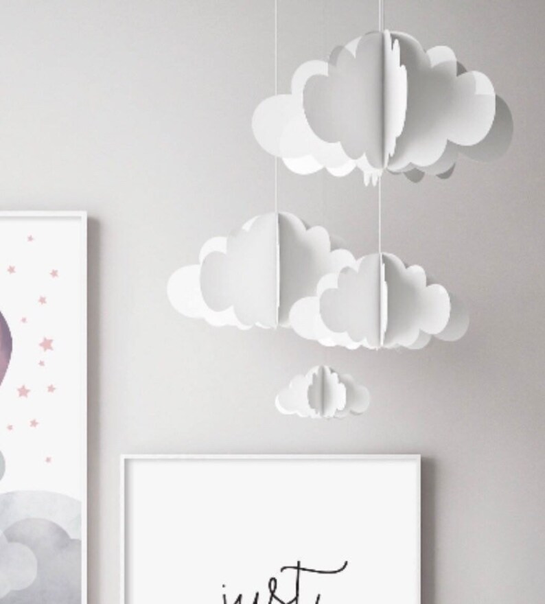 Nursery Decor 3d Clouds Nursery Mobile Baby Mobile Etsy