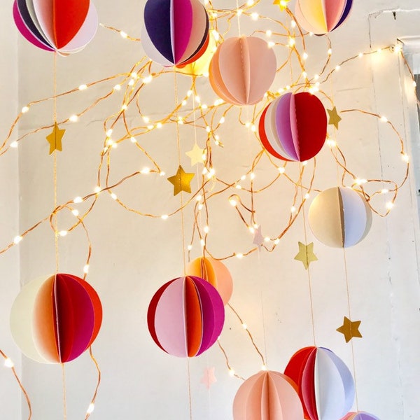 Pom Pom Party Garland, Colourful Paper Decor