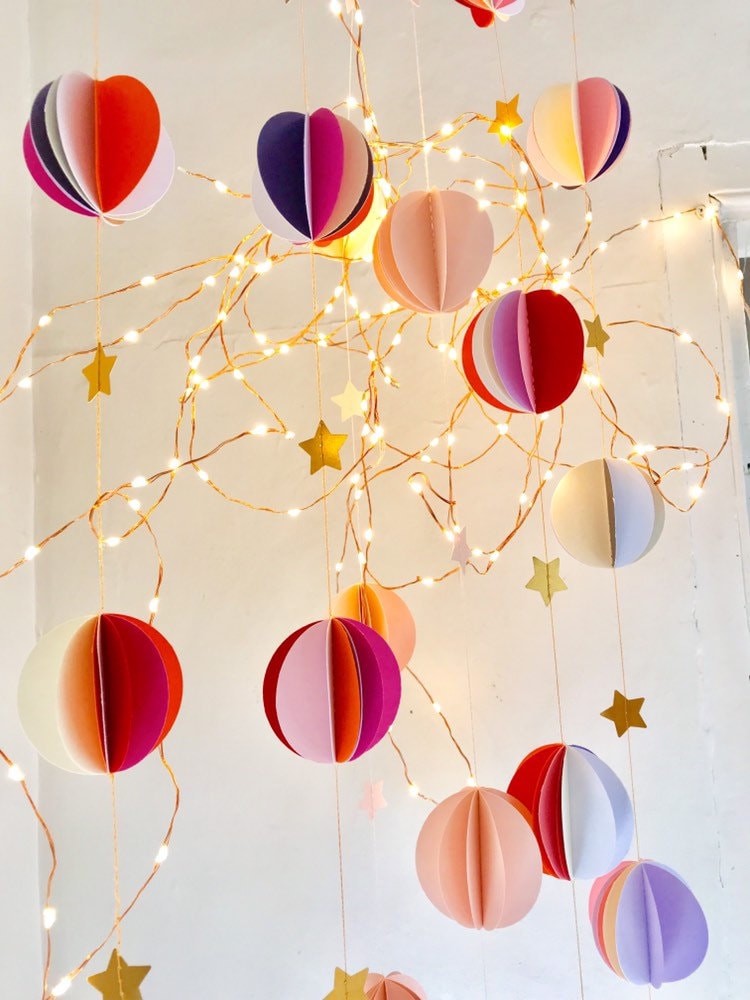 Christmas Pom Pom Tree Bauble Set, Dopamine Decor Colourful garland