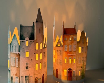 Handmade Paper Lantern Luminary |  Dutch Houses in Amsterdam