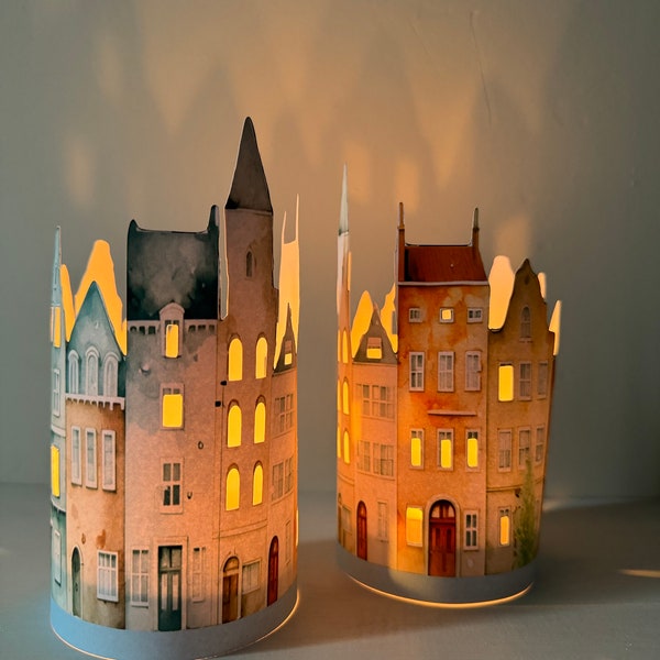 Handmade Paper Lantern Luminary |  Dutch Houses in Amsterdam