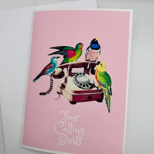 Lot de 6 cartes de Noël amusantes Quatre oiseaux qui appellent, Cartes pour les fêtes vintage de style alternatif