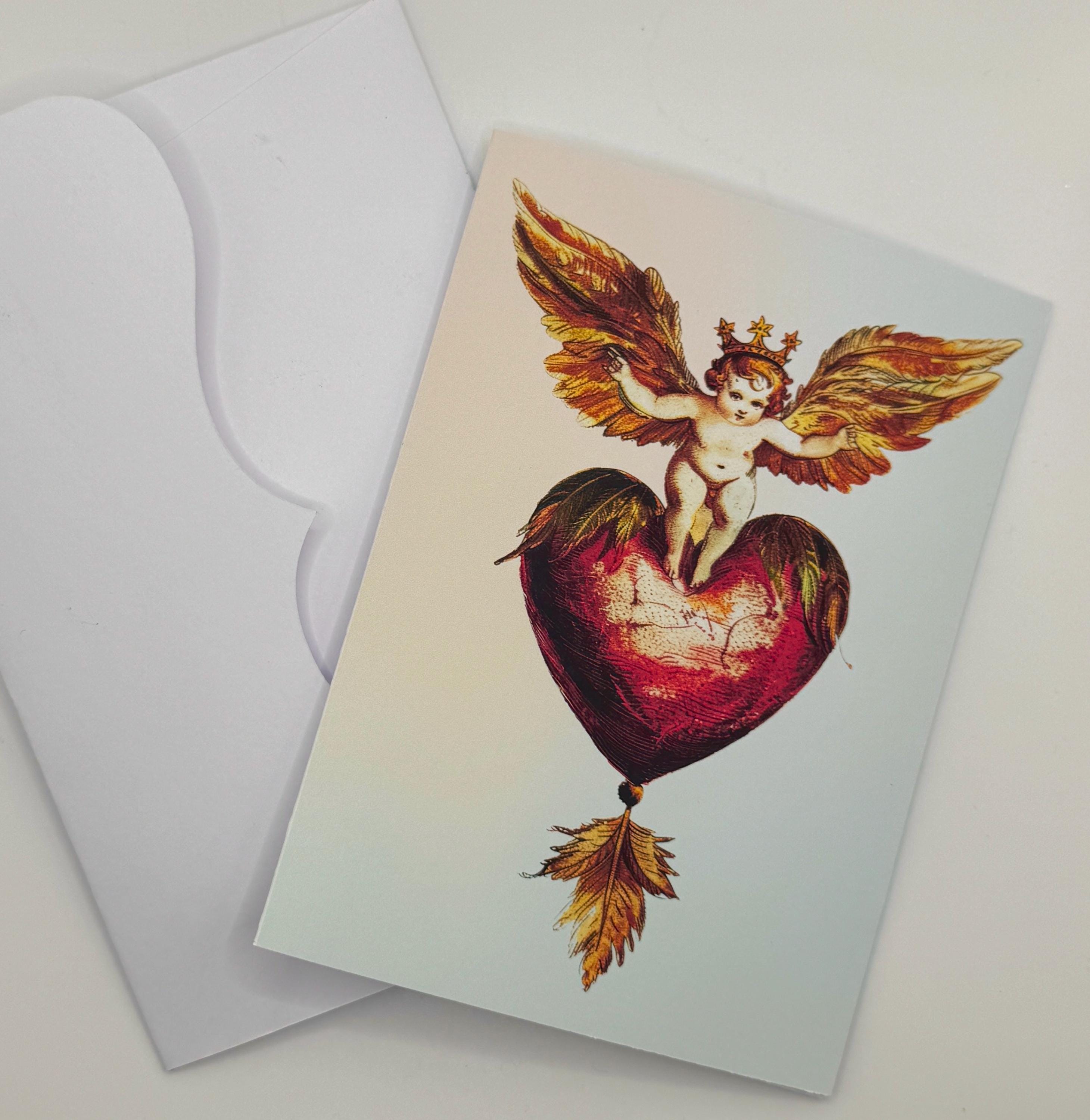 Blank Rococo Card Vintage Cherub Greeting Card: Rococo Heart, Romantic Blank Note Card - Etsy