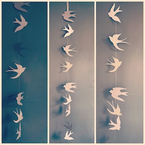 Swallow Bird Streamer Garland, Minimalist Wall Spring Decor