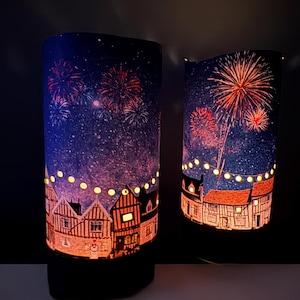 Light Up Houses Luminary | Handmade Paper Candle Lantern Village | Housewarming Gift Fairy Lit Village