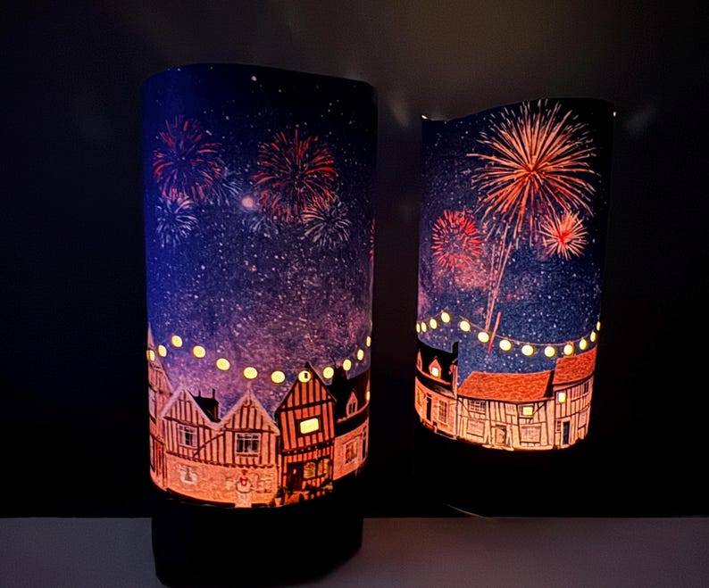 Light Up Houses Luminary | Handmade Paper Candle Lantern Village | Housewarming Gift Fairy Lit Village
