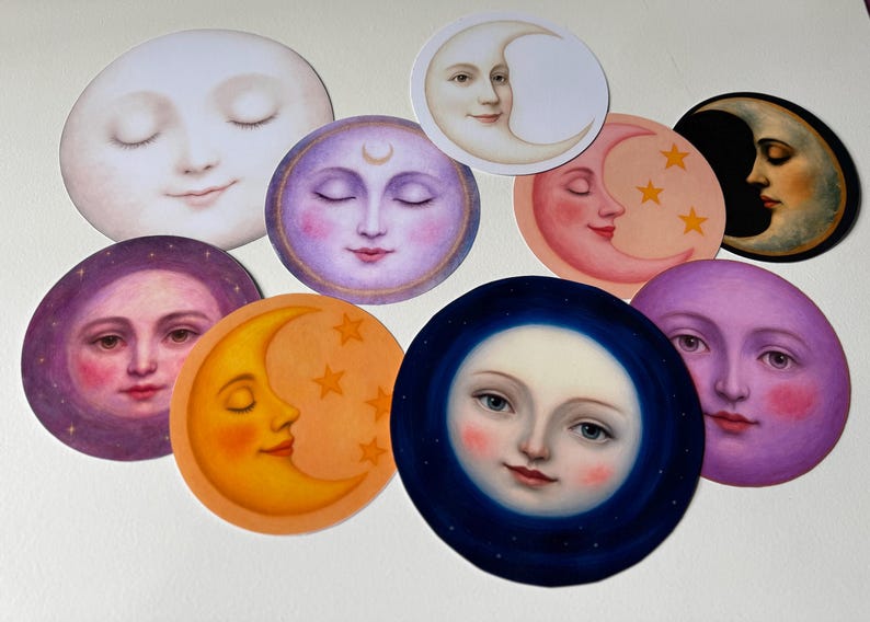 Maanfasen slinger | Maan muurdecoratie | Hemelse wanddecoratie | Heksenachtige decoratie | Maangezichten kunst afbeelding 6