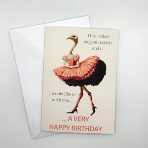 Carte de joyeux anniversaire d'autruche | Élégante carte de voeux d'anniversaire personnalisable