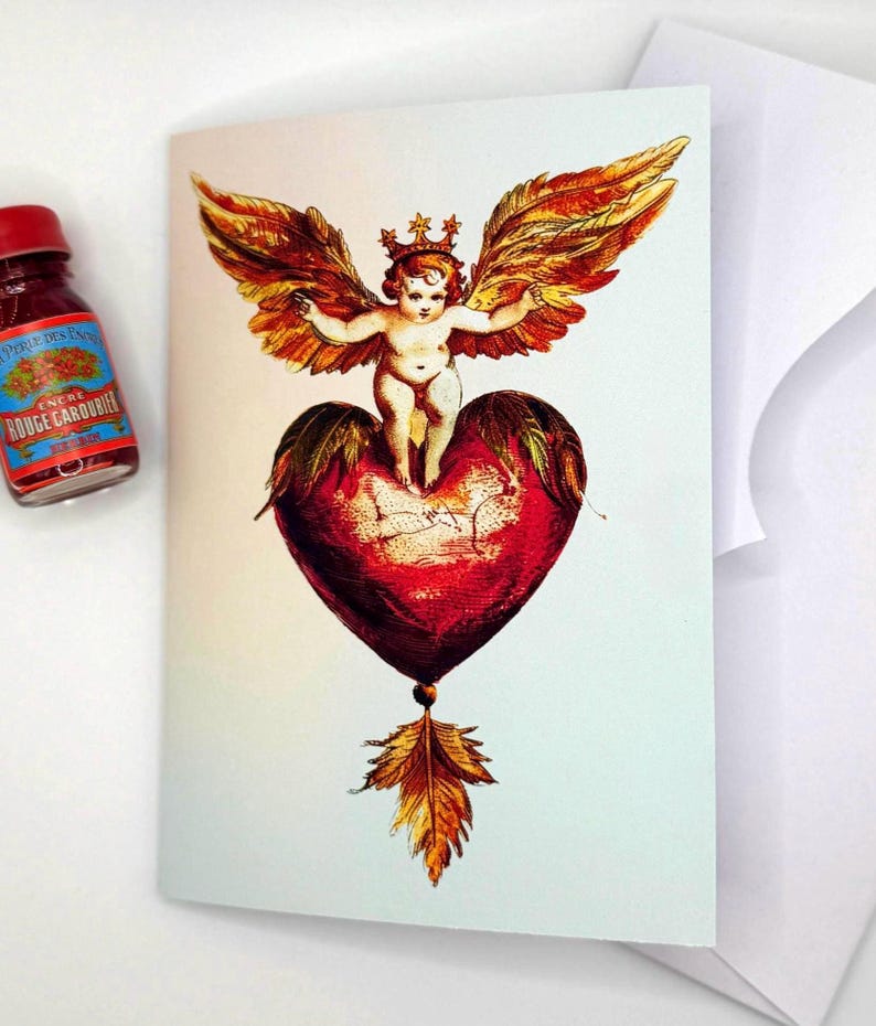 Blank Rococo Card Vintage Cherub Greeting Card: Rococo Heart, Romantic Blank Note Card - Etsy