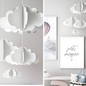 White 3D Cloud Mobile  |  Nursery Decor | Baby Gift |  Baby Shower Decor