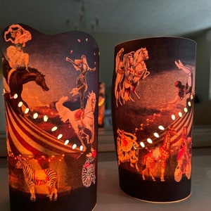 Vintage Circus Paper Luminary for Candle  |  Miniature Carnival Decor Gift