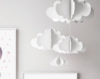 Nursery 3D Clouds | Baby nursery mobile, gender neutral baby decor Sustainable gift idea