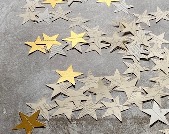 Vintage Star Garland  |  gold and book page paper sustainable decor  |  book lover gift