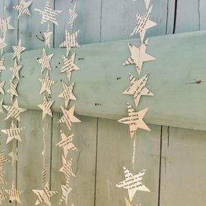 BOOK PAGE Garland, SUSTAINABLE Star Garland Book Nook Decor, Bookish Gift image 5