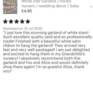 White Star garland Neutral Nursery Decor or Baby Shower image 10