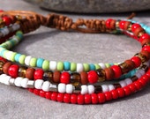 GIFT       Emma Multi Strand Bracelet, Adjustable Bracelet, Layering Bracelet, Vegan Wrap, Boho Style, Hippie, Teen Jewelry, Mix Beaded, Wax