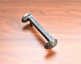 thumbnail interactive-video image 1 of Railroad Spike Cabinet Knob – Drawer Pull – Various Finishes Available – Unbranded Rustic Hardware 1 of 4
