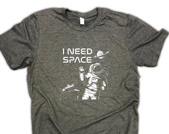 I Need Space Retro Unisex Relaxed Fit Soft Blend Tee - space gift, outer space shirt, funny space tee, space geek, nasa shirt, planets