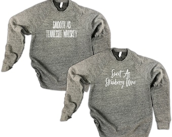Smooth As Tennessee Whiskey Sweet As Strawberry Wine Sweatshirts Unisex Triblend Fleece - couples sweatshirts gift, honeymoon shirts