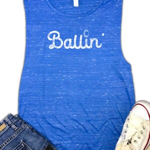 ballin football muscle tank, women&#39;s football tank, ballin tank, football mom tank, peace love football, football tank women&#39;s, tailgate