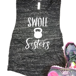 workout tank for women... women's muscle tank. swole tank. swole sisters. partner workout tank. kettlebell workout tank. cross train tank