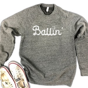 Ballin Basketball Unisex Triblend Fleece Sweatshirt - basketball fleece, basketball long sleeve, basketball gift, basketball lover
