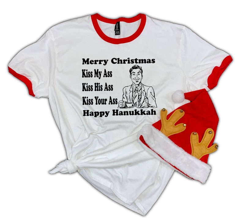 Merry Kiss My Ass Ugly Christmas T Shirt Mens Short Sleeve Funny Graphic Blouse Tops Merry Kiss My Ass Ugly Christmas T Shirt Mens Short Sleeve Funny Graphic Blouse Tops