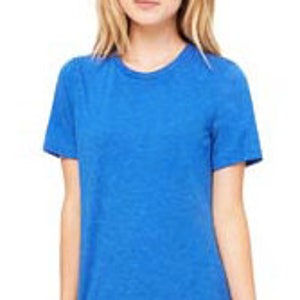 May include: A blue short-sleeved t-shirt with a relaxed fit.