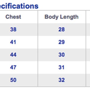 May include: Size chart for a shirt with measurements in inches for chest, body length, and sleeve length. Sizes include S, M, L, XL, and 2XL.