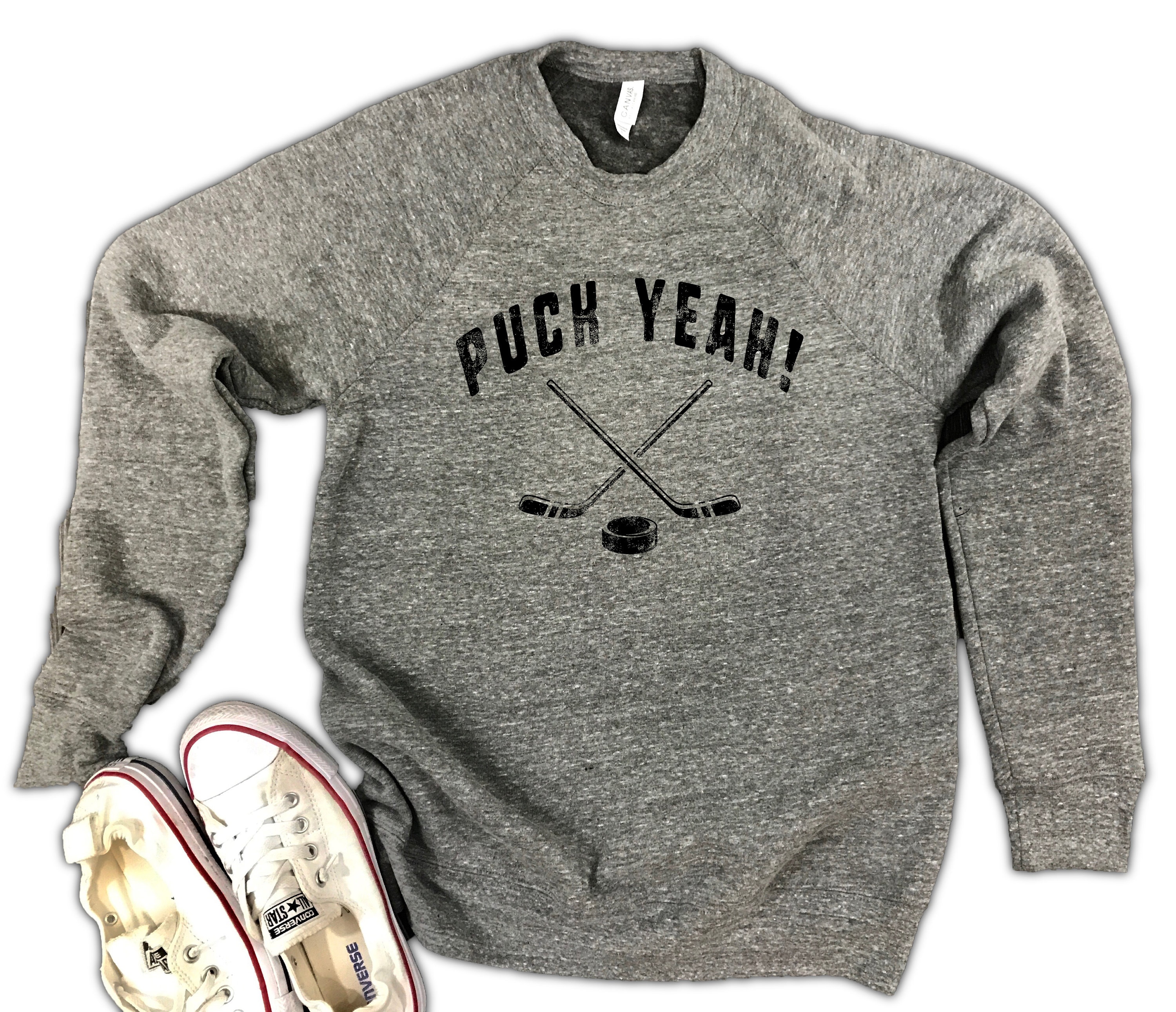 Puck Yeah Hockey Unisex Triblend Fleece Sweatshirt Hockey Girl