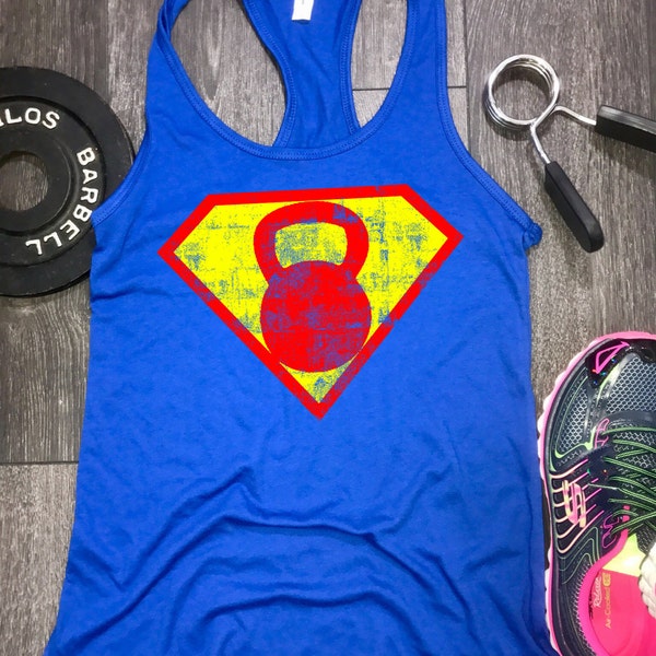 superhero workout tank, kettlebell workout tank, womens workout tank, workout tank womens, workout clothing, womens workout clothing